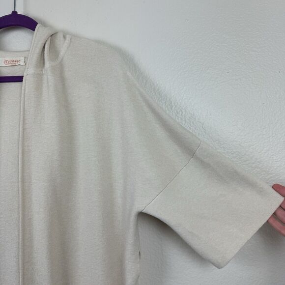 Orange Fashion Village Open Front Hooded Short Sleeve Knit Cardigan Cream Medium - Picture 4 of 16